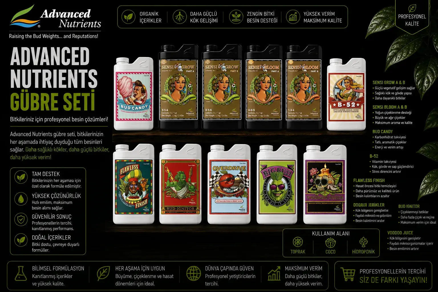 Advanced Nutrients Sensi Coco Temel Hazır Gübre Seti 1 Litre