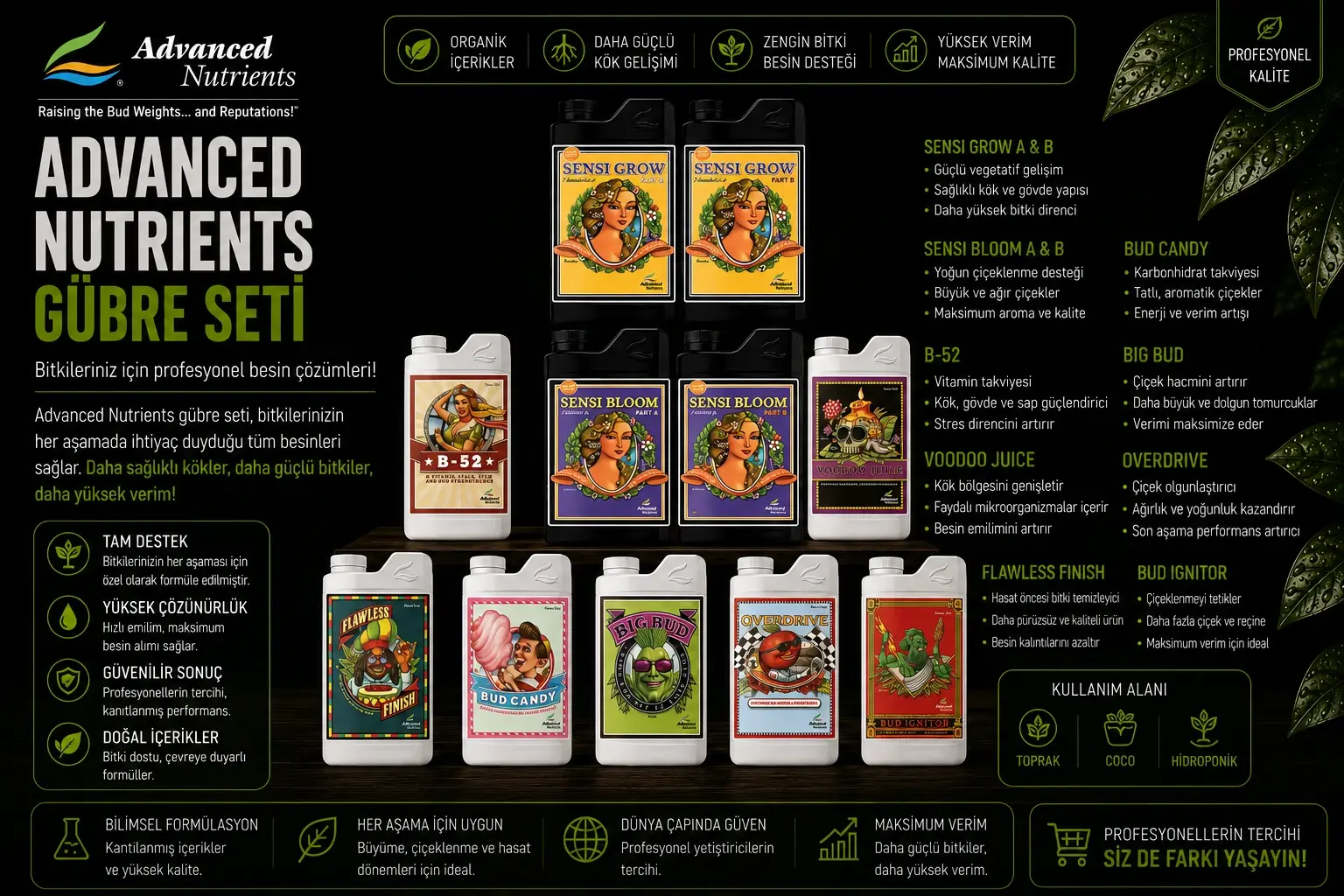 Advanced Nutrients Sensi Temel Hazır Gübre Seti 1 Litre