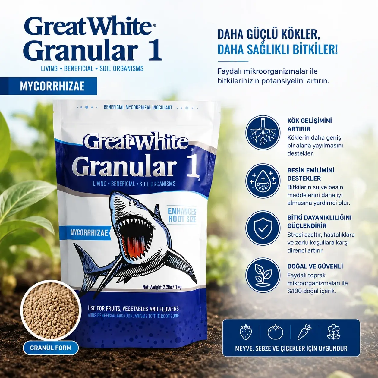 Great White Granular 1 - 1 kg Granül Mikoriza