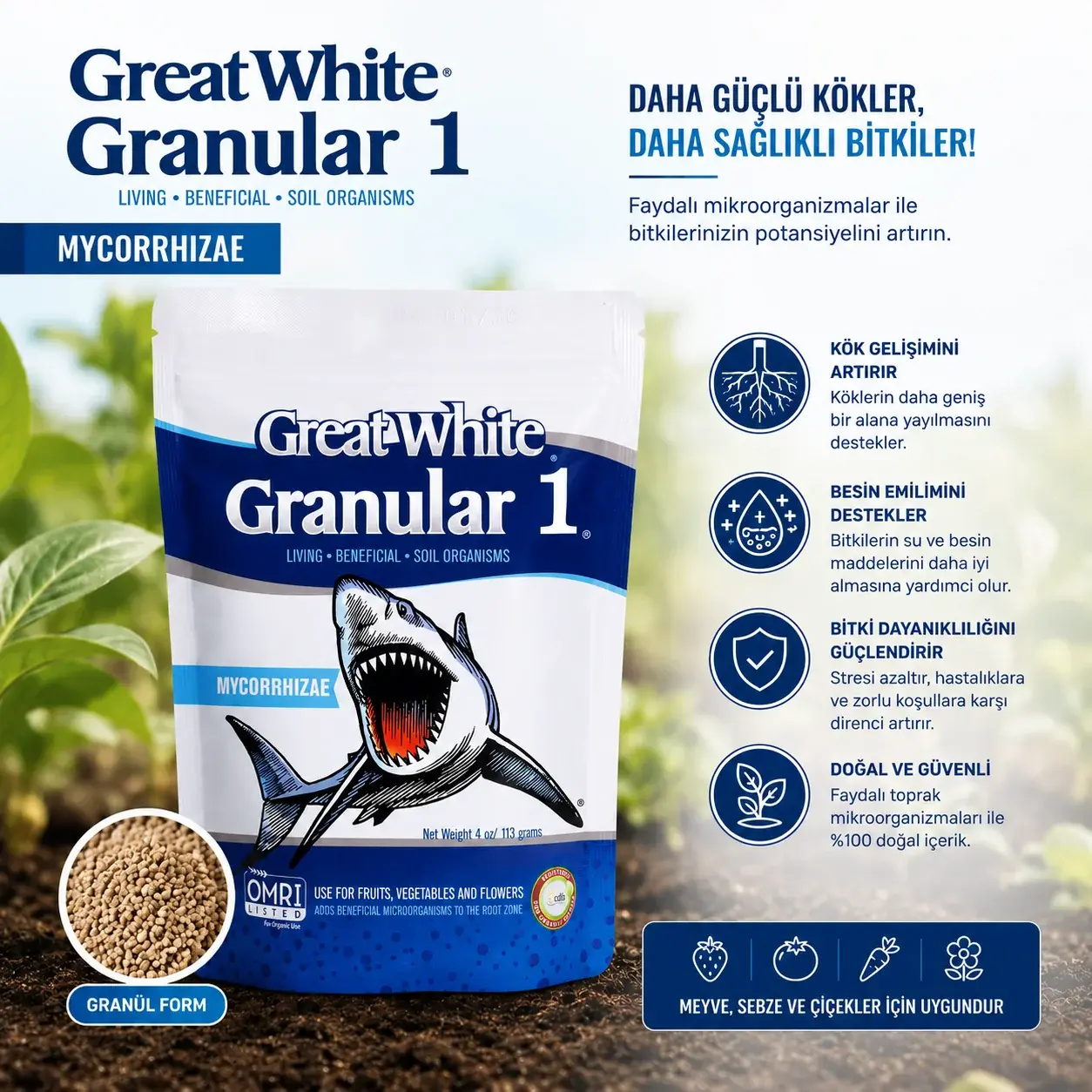 Great White Granular 1 - 113 gr Granül Mikoriza