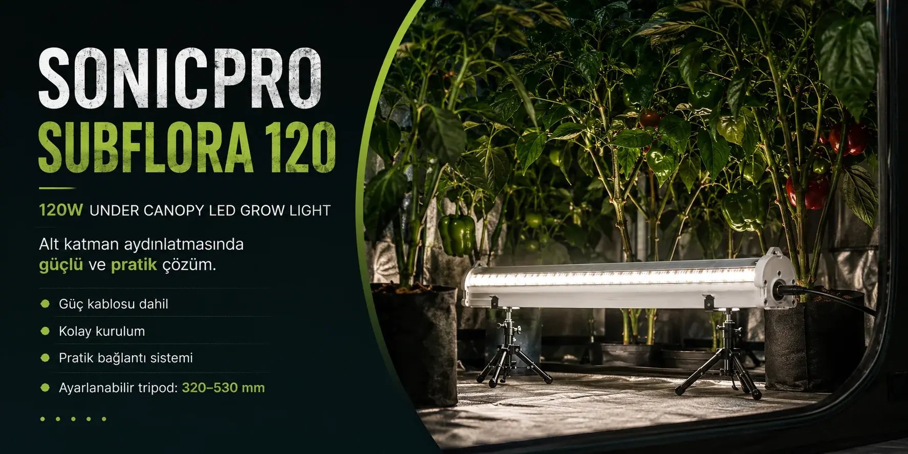 Sonicpro Subflora 120 alt katman LED bitki yetiştirme lambası